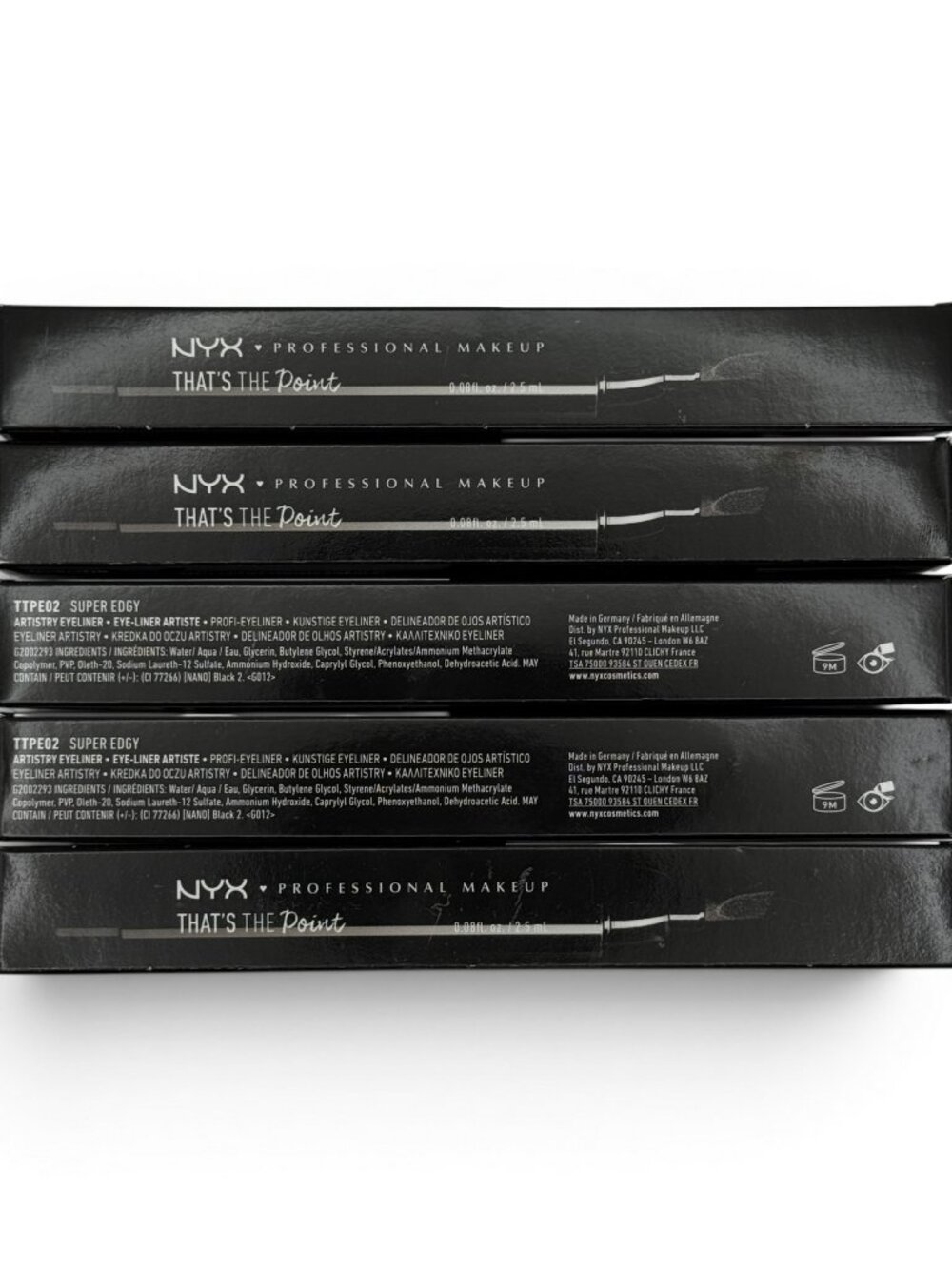 5 Pack NYX Thats The Point Liquid Eyeliner Super Edgy BLACK Satin Matte Felt Tip - Picture 3 of 4